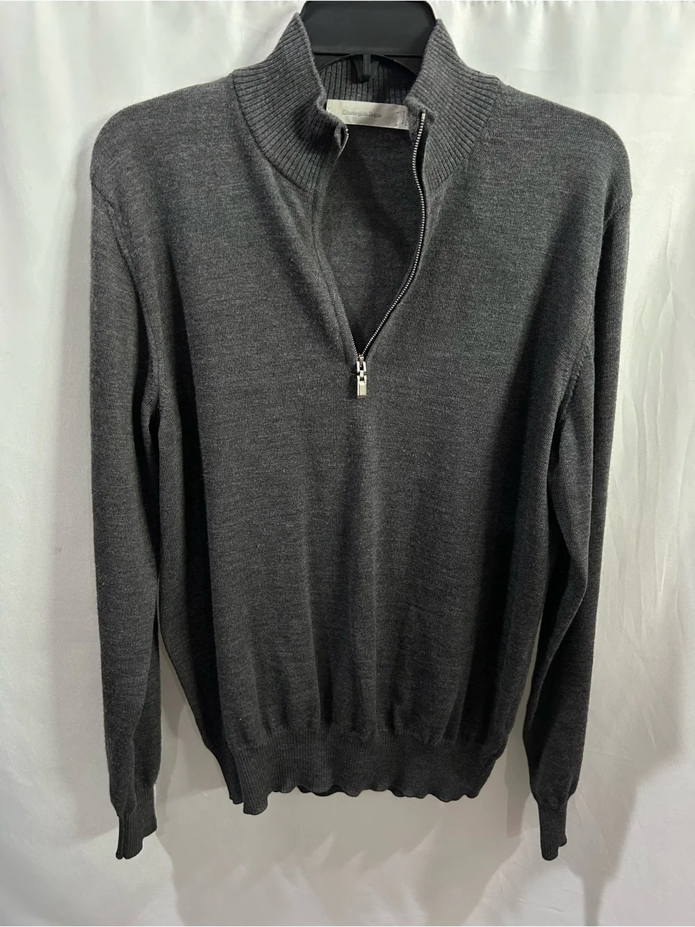 Ermenegildo Zegna Charcoal Gray Half-Zip Sweater